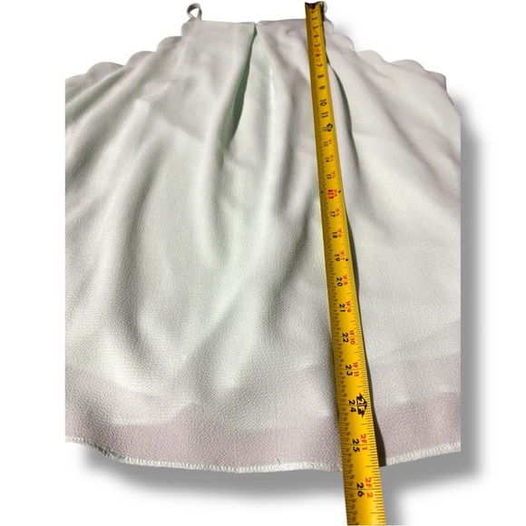 Bwear Mint Green Women's Sleeveless High Neck Scallop Arms Pleated Blouse - Picture 7 of 15